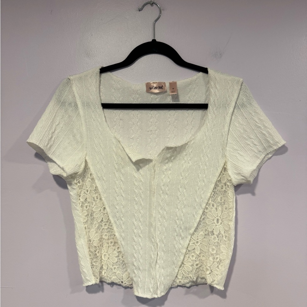 Willow and root white lace‎ and knit short sleeve